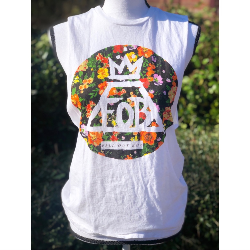 SOLD NEW Fall Out Boy Floral Muscle Tee